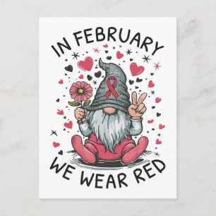 In February We Wear Red Heart Health Awareness Postcard