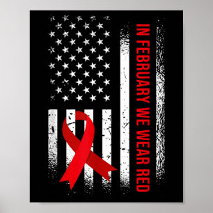 In February We Wear Red - Heart Health Awareness Poster