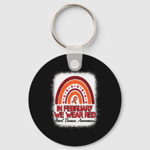 In February We Wear Red Leopard Rainbow Bleached R Keychain