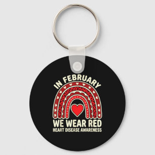 In february wear red heart disease month awareness keychain