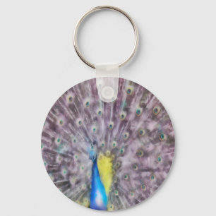 In Fine Feather Peacock Mating Plumage Keychain