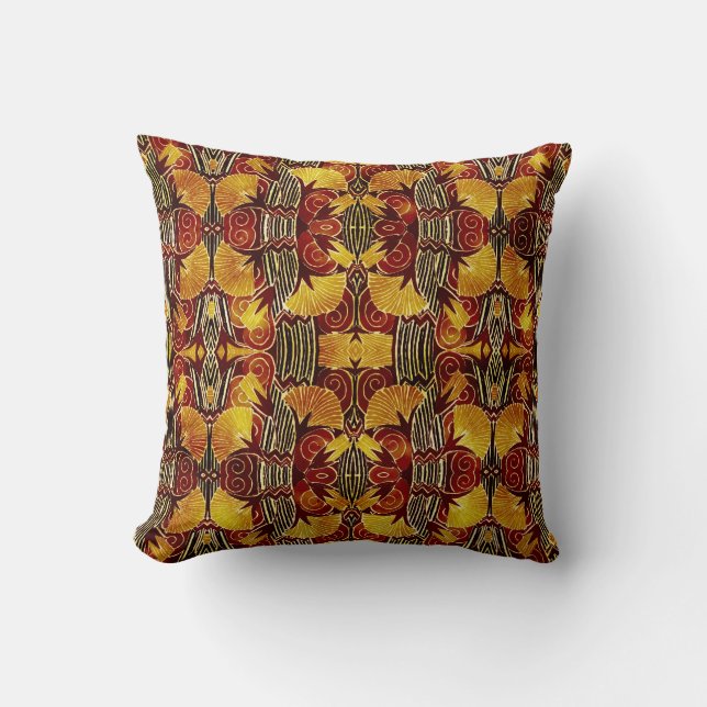 In Flames - Art Deco Pattern Throw Pillow (Front)