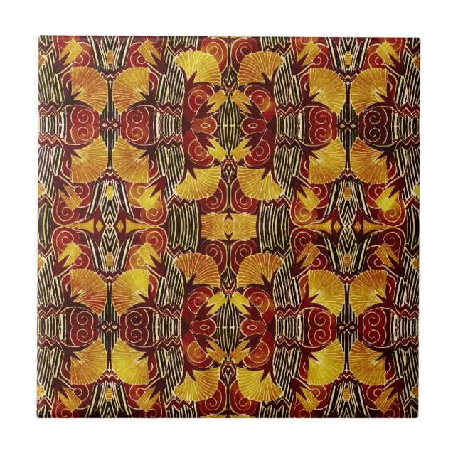 In Flames - Art Deco Pattern Tile (Front)