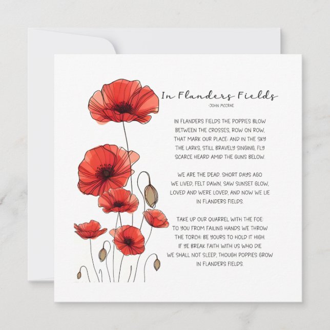 In Flanders Fields Remembrance Day Poem Holiday Card (Front)