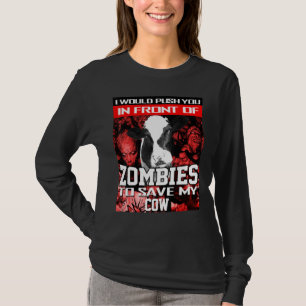 In Front Of Zombies To Save My Cow Halloween Farme T-Shirt