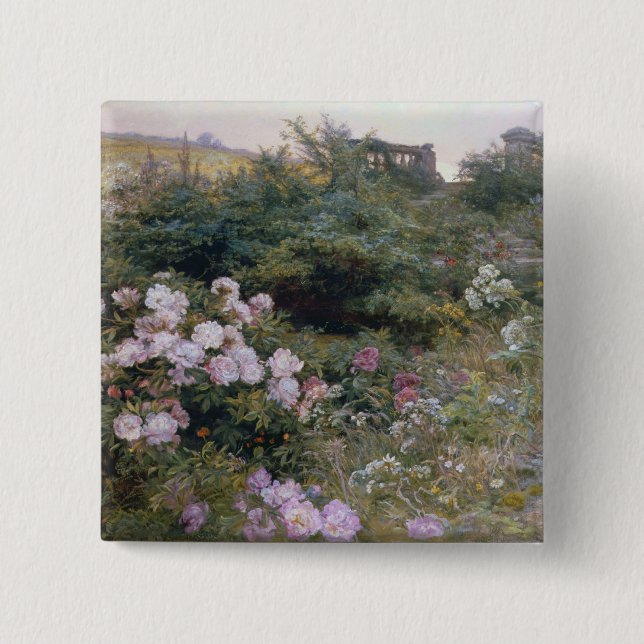 In Full Bloom 2 Inch Square Button (Front)