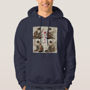 "In Full Bloom" Japanese Cat in Kimono  Hoodie