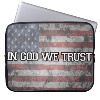 "In God We Trust" American Flag Laptop Sleeve