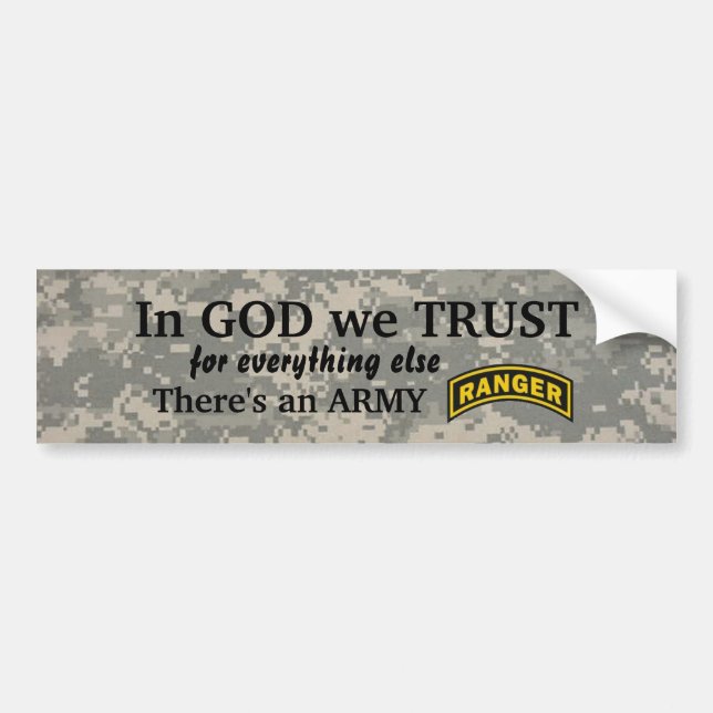 in god we trust Army ranger camo bumper Sticker (Front)