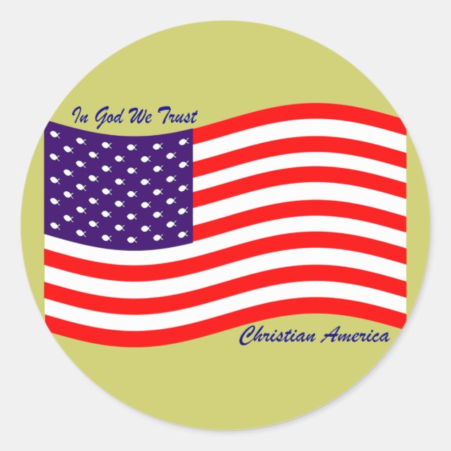 In God We Trust ~ Christian America Classic Round Sticker (Front)