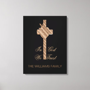 In God We Trust Christian Cross Dove Heart Canvas Print