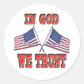 In God We Trust Crossed Flags Sticker
