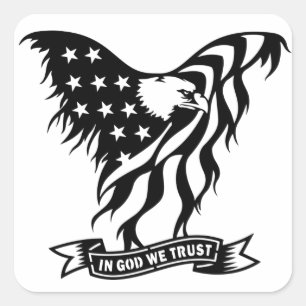 In God We Trust   Distressed American Eagle Flag Square Sticker