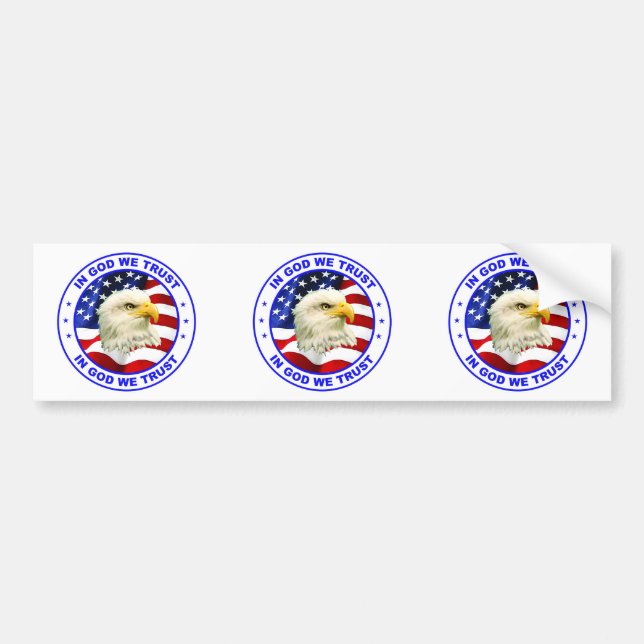 In God We Trust Eagle Flag Round classic Bumper St Bumper Sticker (Front)