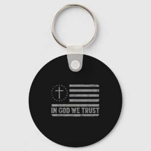 In God We Trust Jesus Cross Usa Flag Religious Fai Keychain