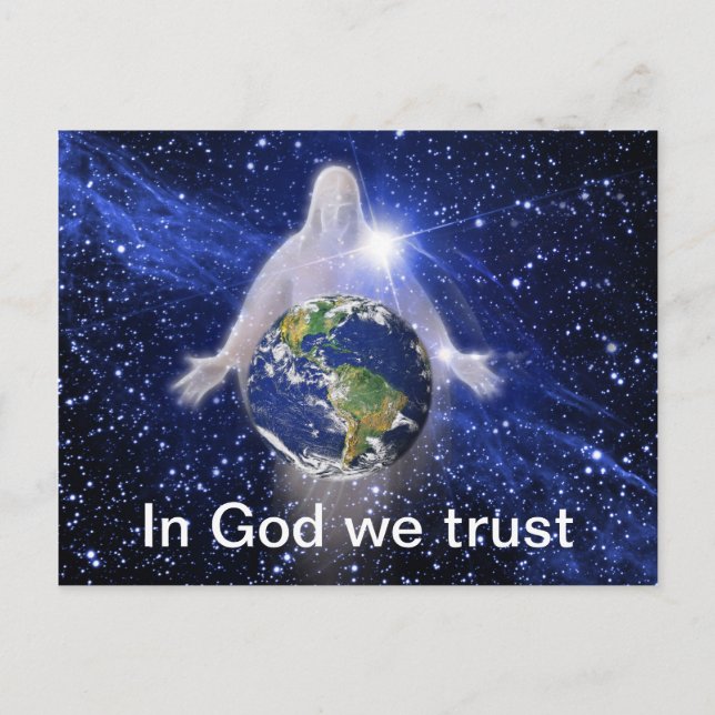 In God We Trust Our World Postcard (Front)
