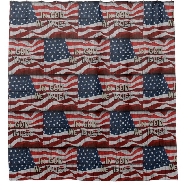 In God We Trust Rustic Barn Board American Flag (Front)