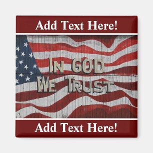 In God We Trust Rustic Barn Board American Flag Magnet