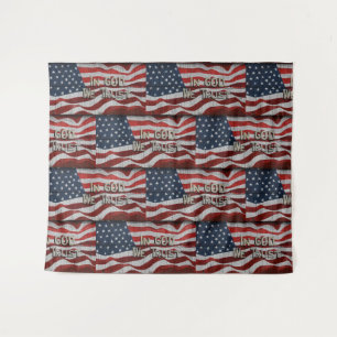 In God We Trust Rustic Barn Board American Flag Tapestry