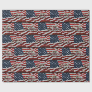 In God We Trust Rustic Barn Board American Flag Wrapping Paper