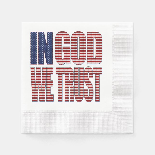 In God We Trust Stars and Stripes Text Christian Napkin (Front)