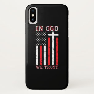 In God We Trust - Vintage USA Flag Cross Patriotic Case-Mate iPhone Case