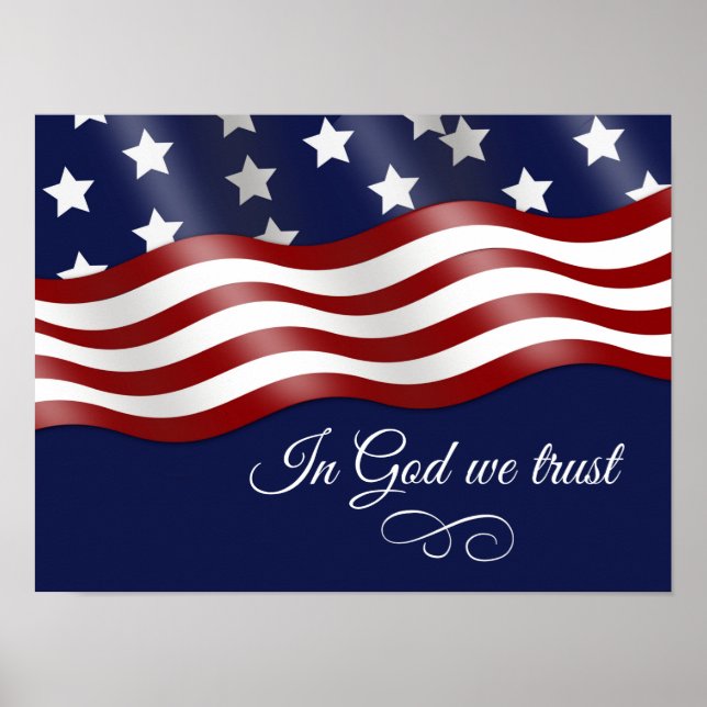 In God We Trust Waving Flag Poster (Front)