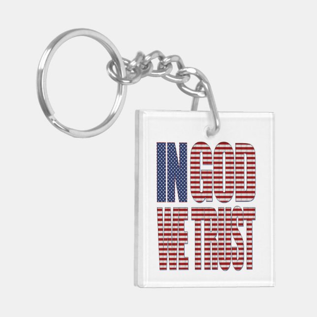 In God We Trust with Custom Back Text Christian Keychain (Front Left)