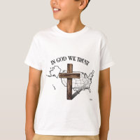 In God We Trust with rugged cross and US outline