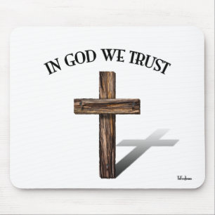 In God We Trust with rugged cross Mouse Pad