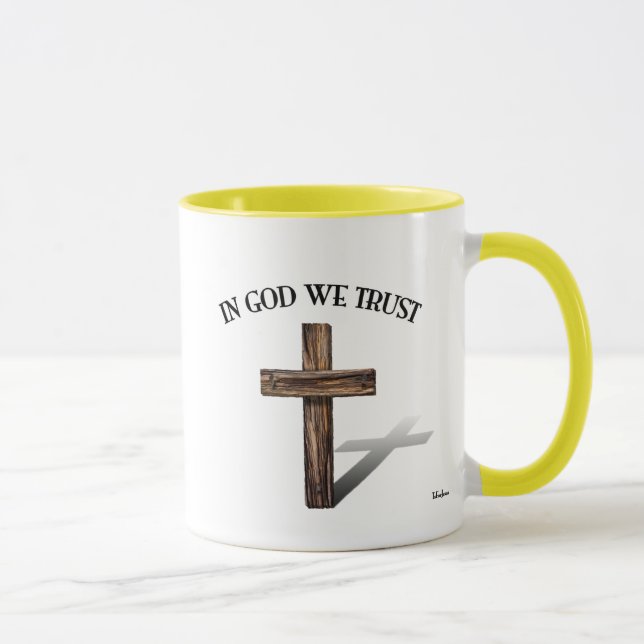 In God We Trust with rugged cross Mug (Right)