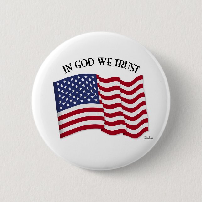 In God We Trust with US flag 2 Inch Round Button (Front)