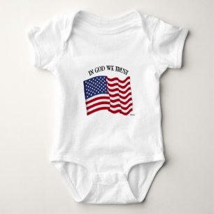 In God We Trust with US flag Baby Bodysuit