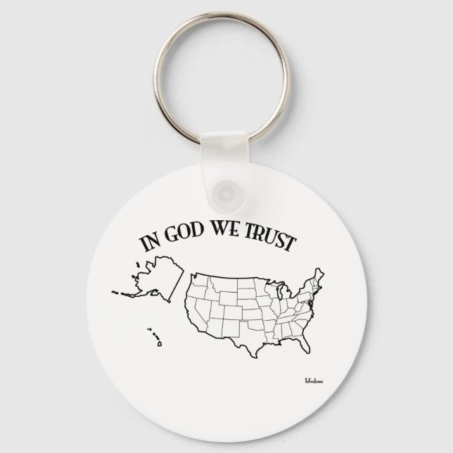 In God We Trust with US outline Keychain (Front)