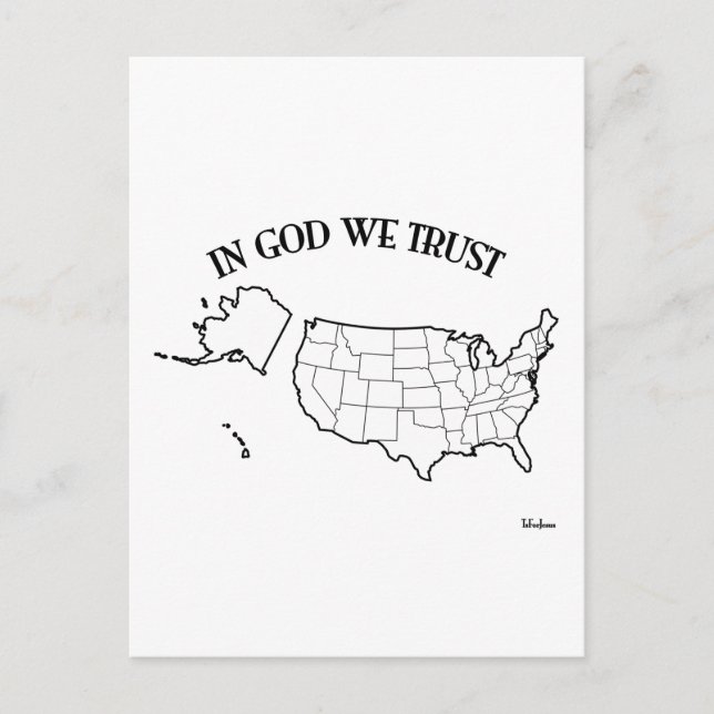 In God We Trust with US outline Postcard (Front)