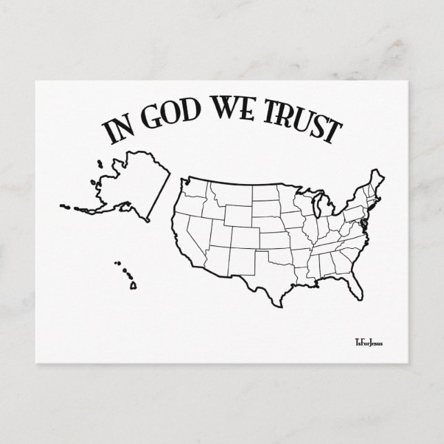 In God We Trust with US outline Postcard (Front)
