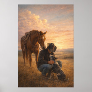 In Good Company Cowboy Horse Dog Poster