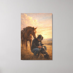 In Good Company   Cowboy Horse Dog   Stretched Canvas Print
