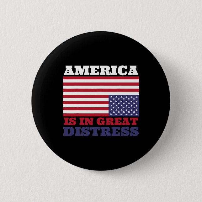 In Great Distress Upside Down American Flag United 2 Inch Round Button (Front)