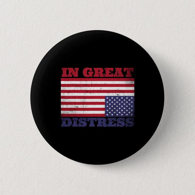 In Great Distress Upside Down American Flag United 2 Inch Round Button (Front)