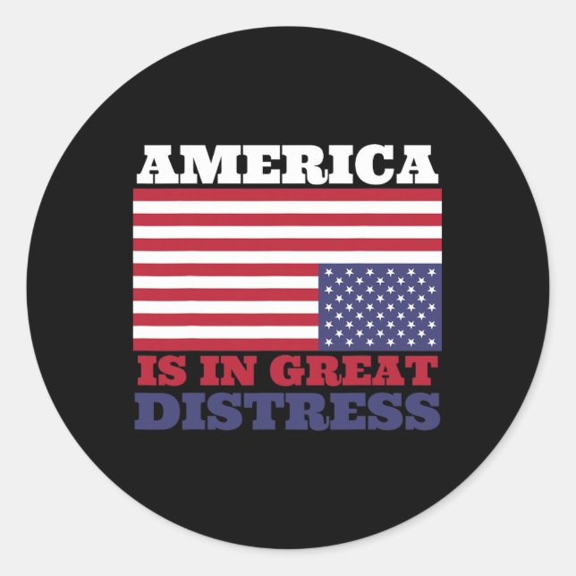 In Great Distress Upside Down American Flag United Classic Round Sticker (Front)