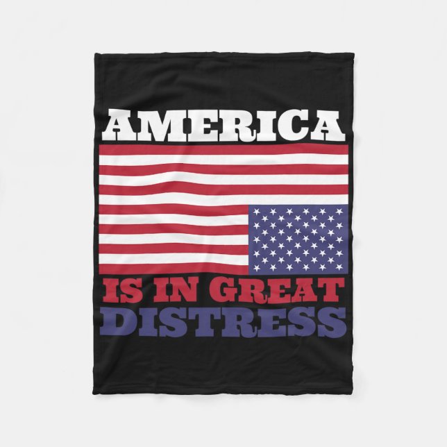 In Great Distress Upside Down American Flag United Fleece Blanket (Front)