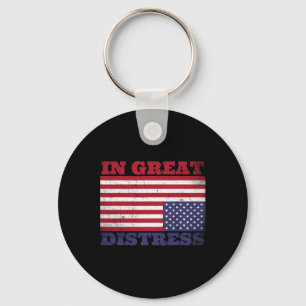 In Great Distress Upside Down American Flag United Keychain