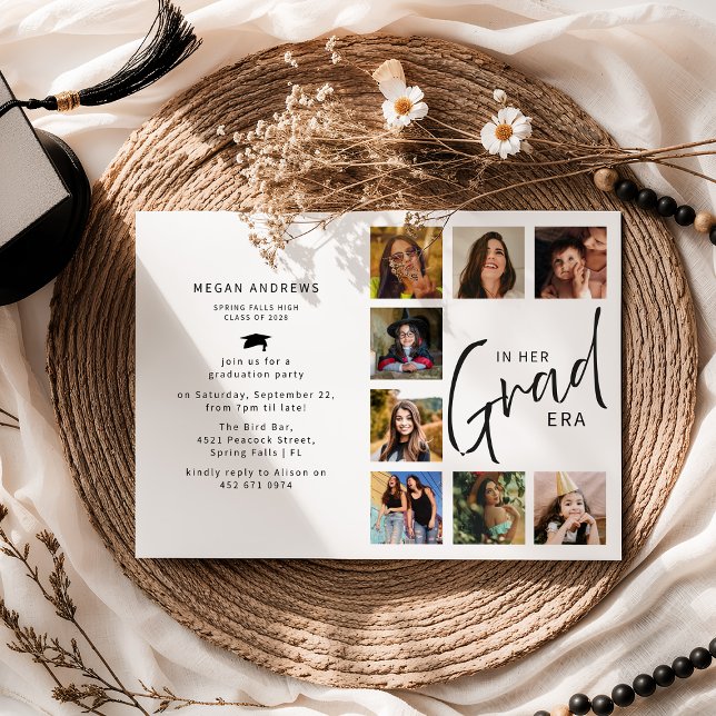 In Her Grad Era Photo Collage Graduation Invitation (Creator Uploaded)