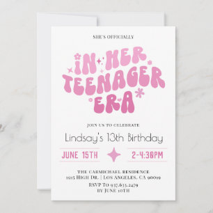 In Her Teenager Era Groovy Birthday Invitation