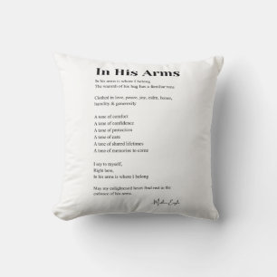 In his arms poem poetry decor  throw pillow