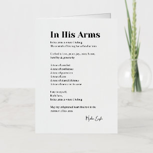 In his arms poem poetry  foil greeting card