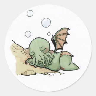 In his house at R'lyeh dead Cthulhu waits dreaming Classic Round Sticker