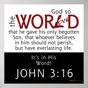 In His Word-John 3:16 Scripture Poster
