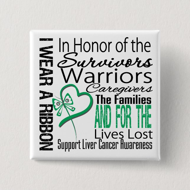 In Honour Collage Tribute Liver Cancer 2 Inch Square Button (Front)